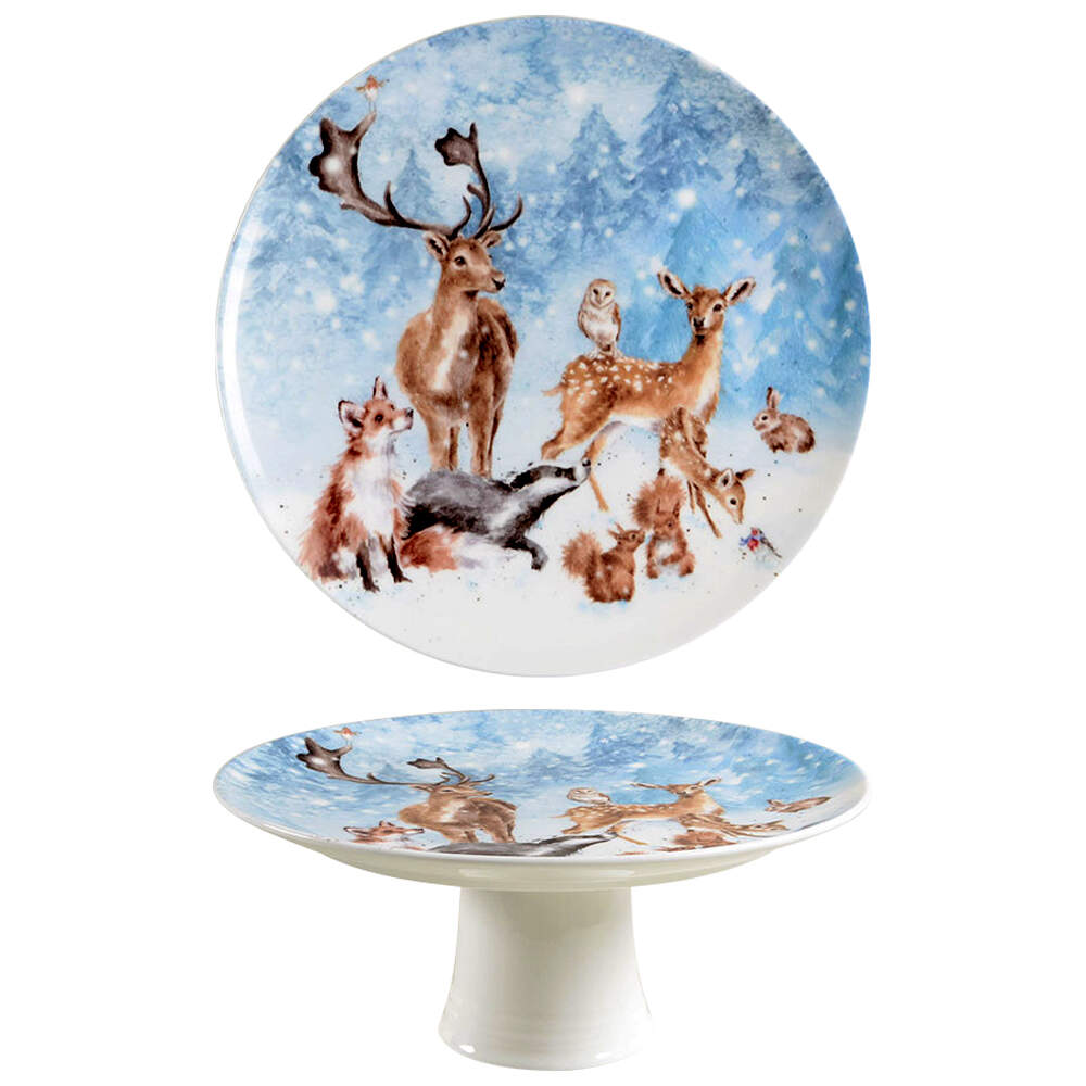 Wrendale Designs Christmas 9" Pedestal Cake Stand by Royal Worcester-1
