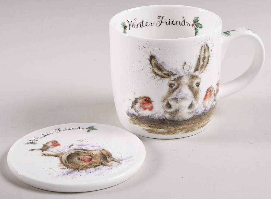 Wrendale Designs Christmas Mug & Coaster Set by Royal Worcester-1