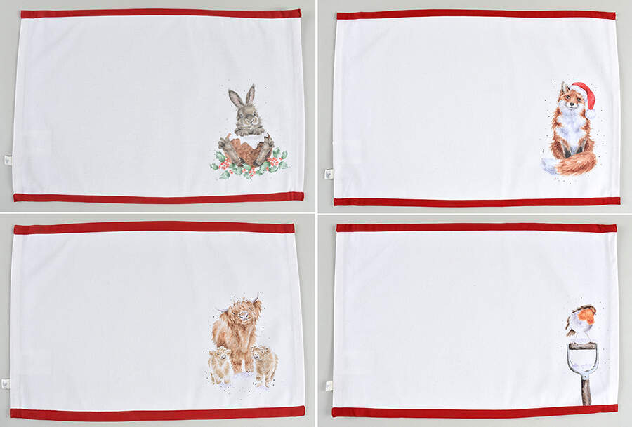 Wrendale Designs Christmas Cloth Placemat - Set of 4 (PMCM1, PMCM2, PMCM3 & PMCM4) by Royal Worcester-1