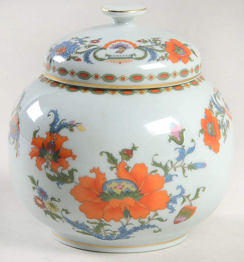 Vieux Chine (Empire, Celadon) Sugar Bowl & Lid by Raynaud-1