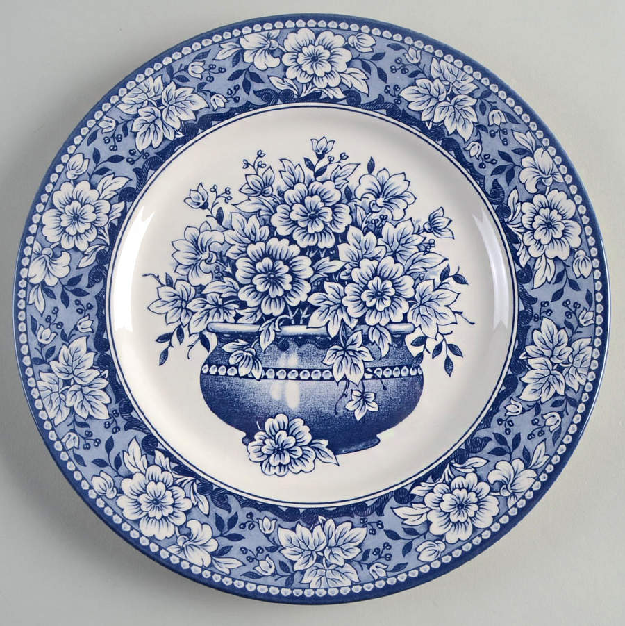 English Toile Blue Dinner Plate by Royal Stafford-1