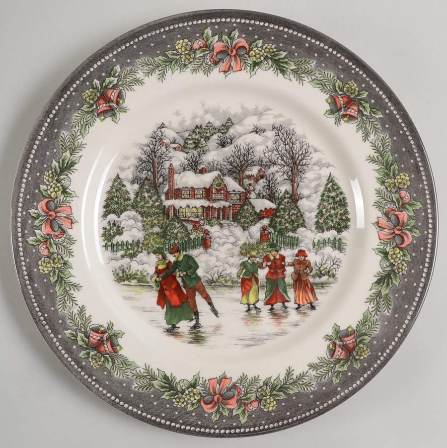 Christmas Skaters (Multicolor) Dinner Plate by Royal Stafford-1