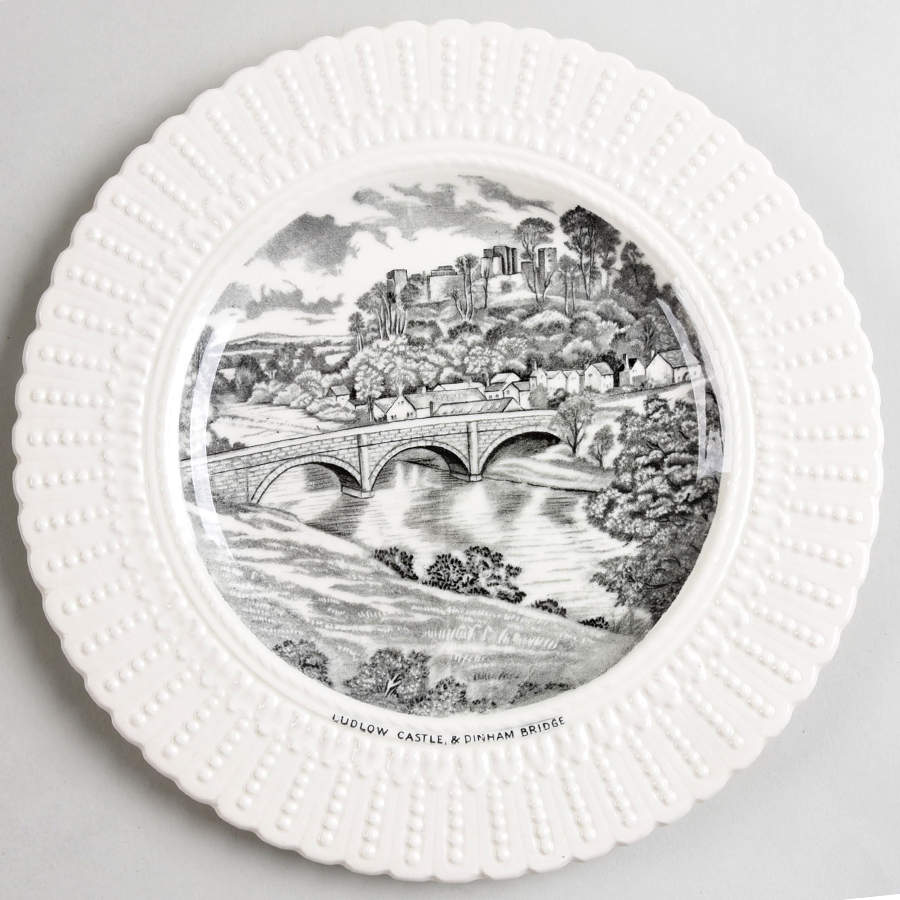 Ludlow Castle-Black Luncheon Plate by Royal Cauldon-1