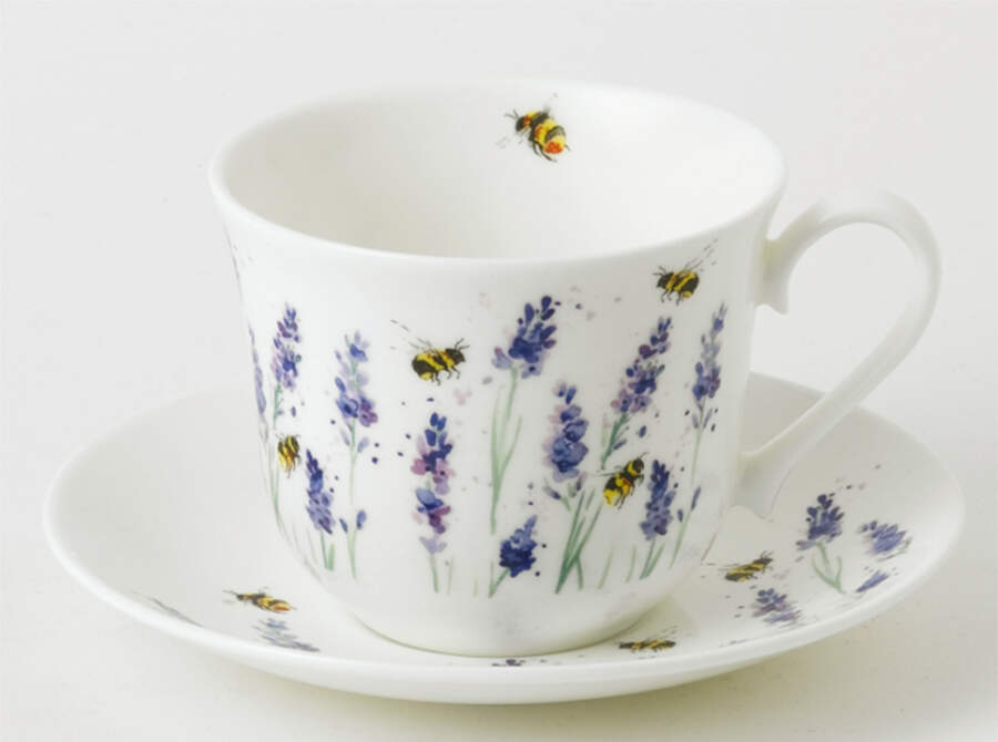 Bees with Lavender Breakfast Cup & Saucer Set by Roy Kirkham-1