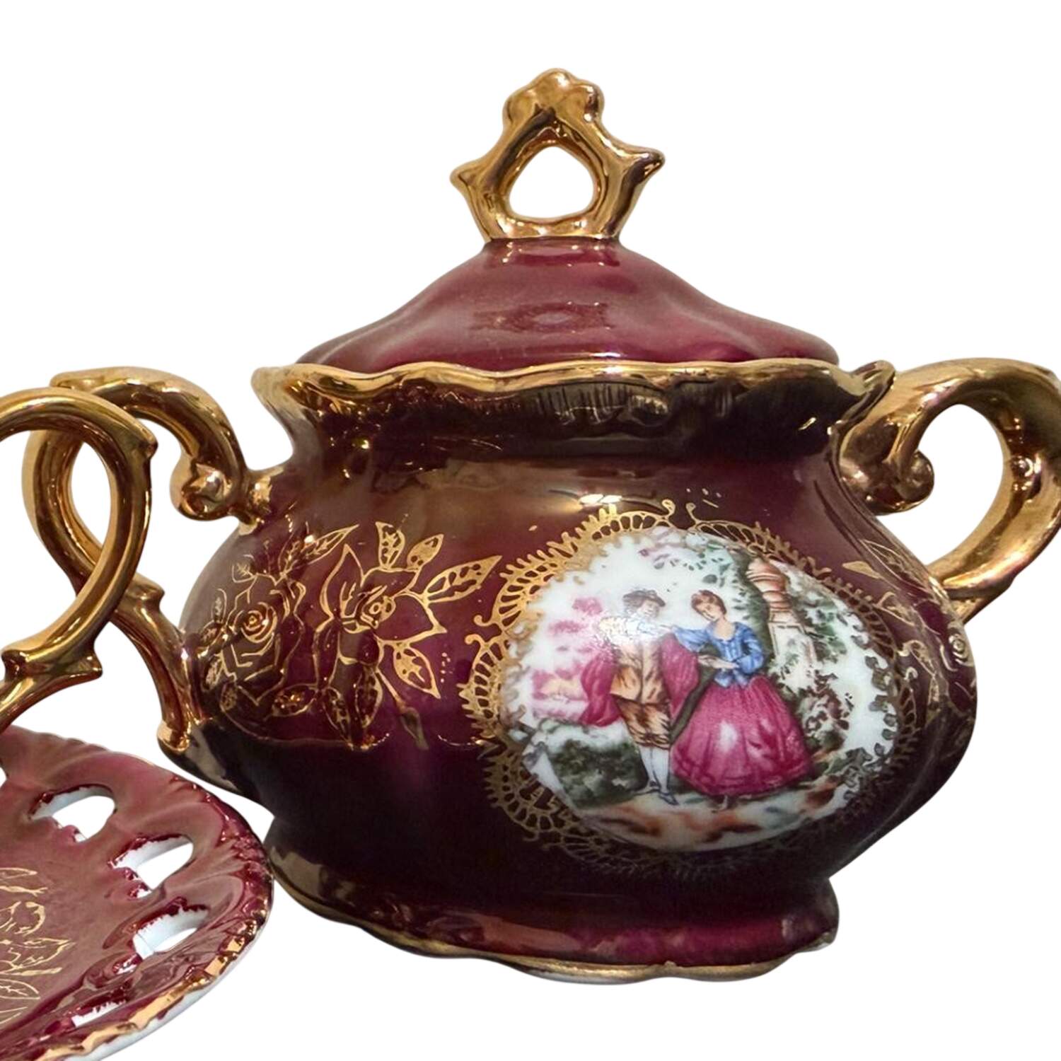 R1J3 Sugar Bowl & Lid by Royal (Japan)-1