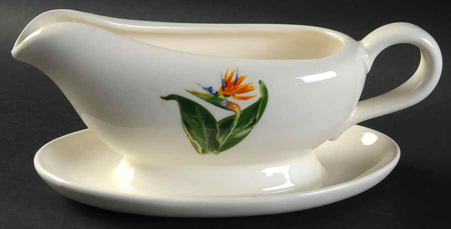 Bird of Paradise Gravy Boat with Attached Underplate by Santa Anita-1