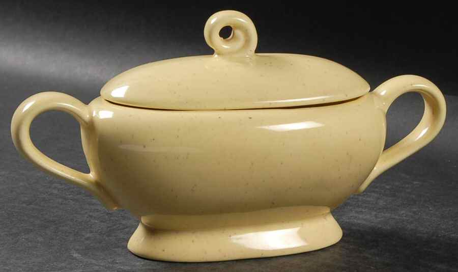 California Modern Yellow (Canary, Specks) Sugar Bowl & Lid by Santa Anita-1