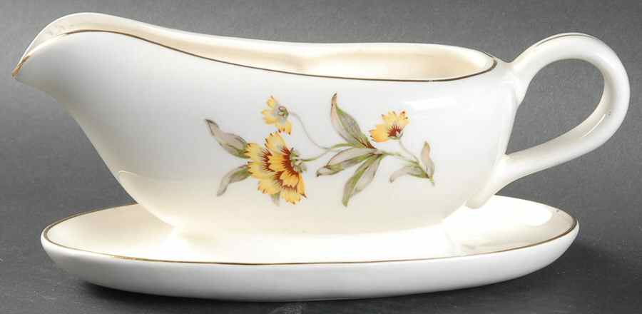 Modern Susie Yellow Gravy Boat with Attached Underplate by Santa Anita-1