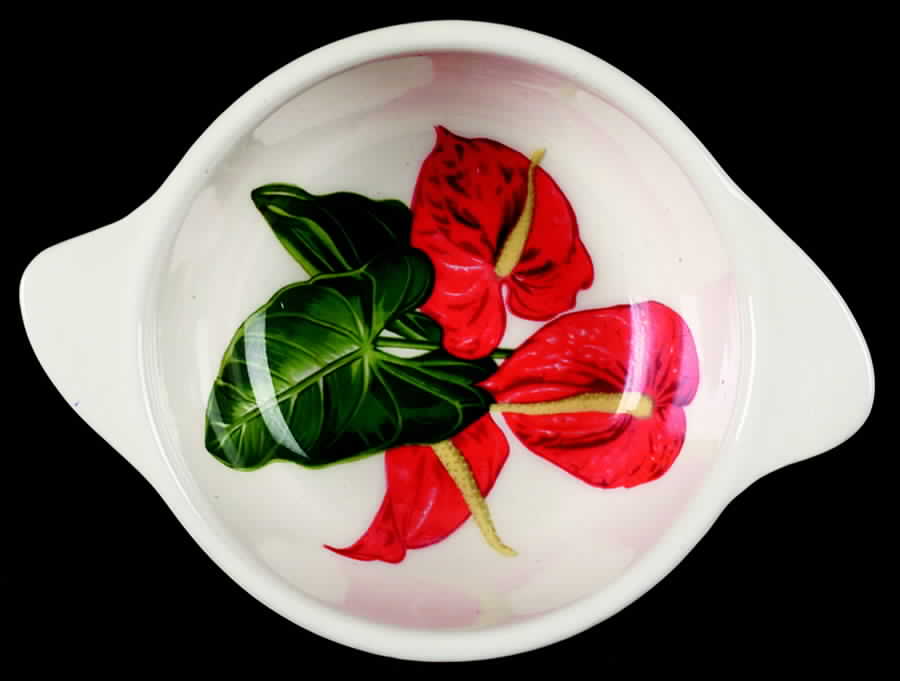 Red Anthurium Lugged Cereal Bowl by Santa Anita-1