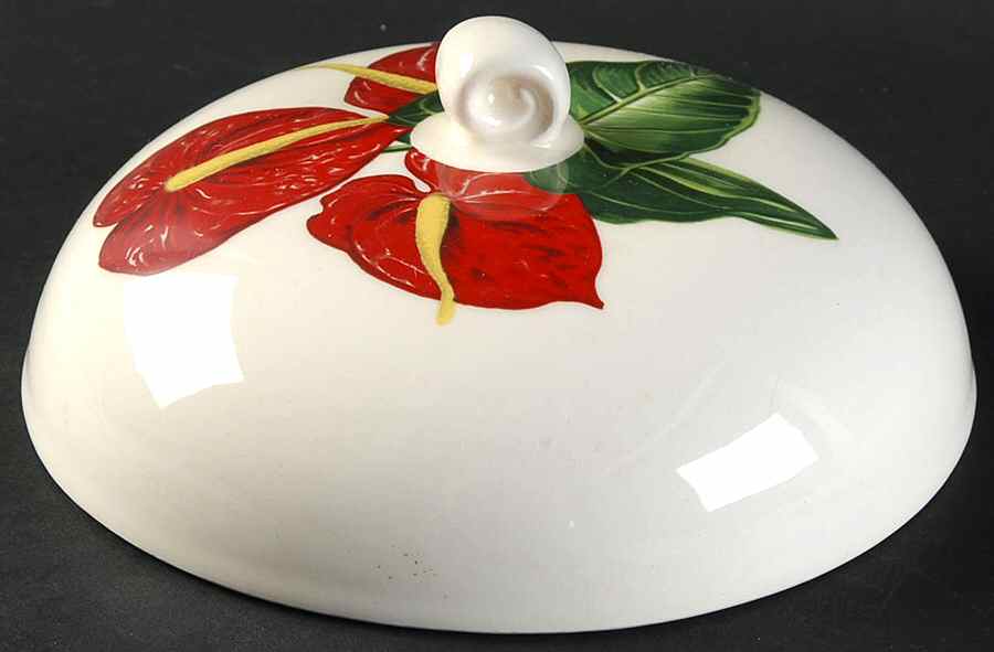 Red Anthurium Lid for Round Butter by Santa Anita-1