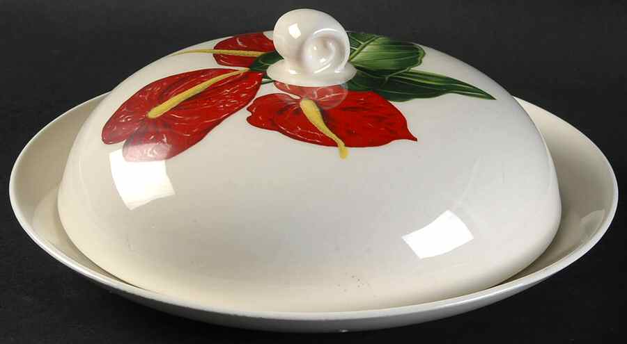 Red Anthurium Round Covered Butter by Santa Anita-1