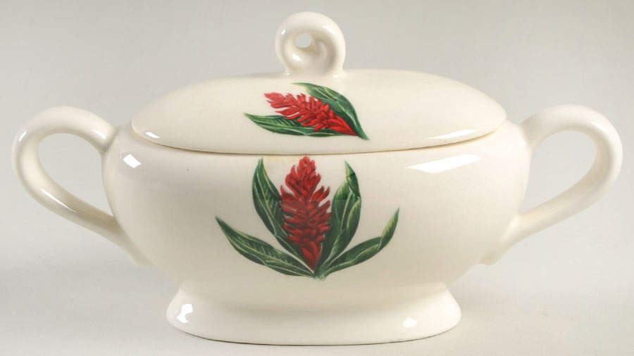 Red Ginger Sugar Bowl & Lid by Santa Anita-1