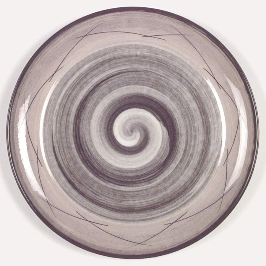 Stylized Spirals Brown and Pink Dinner Plate by Santa Anita-1