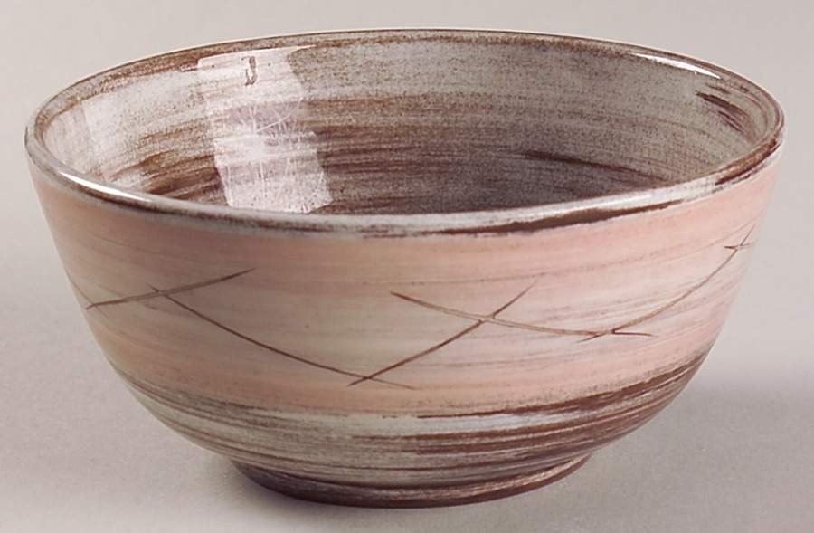 Stylized Spirals Brown and Pink Coupe Cereal Bowl by Santa Anita-1