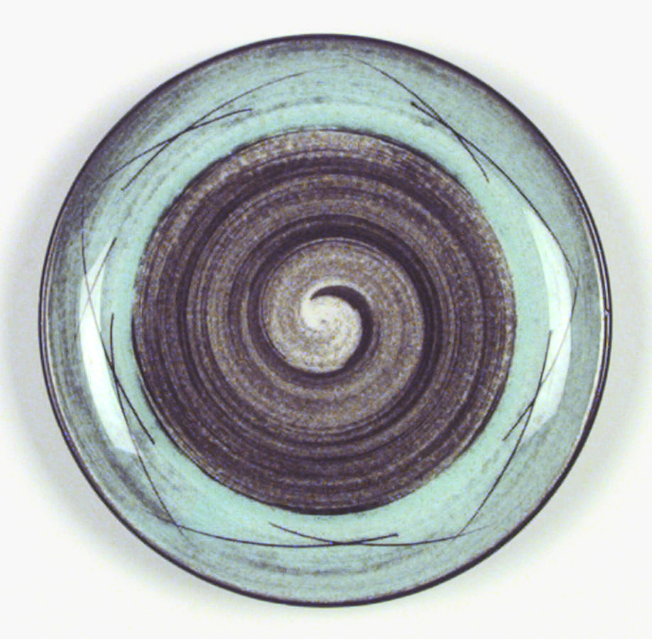 Stylized Spirals Brown and Turquoise Bread & Butter Plate by Santa Anita-1