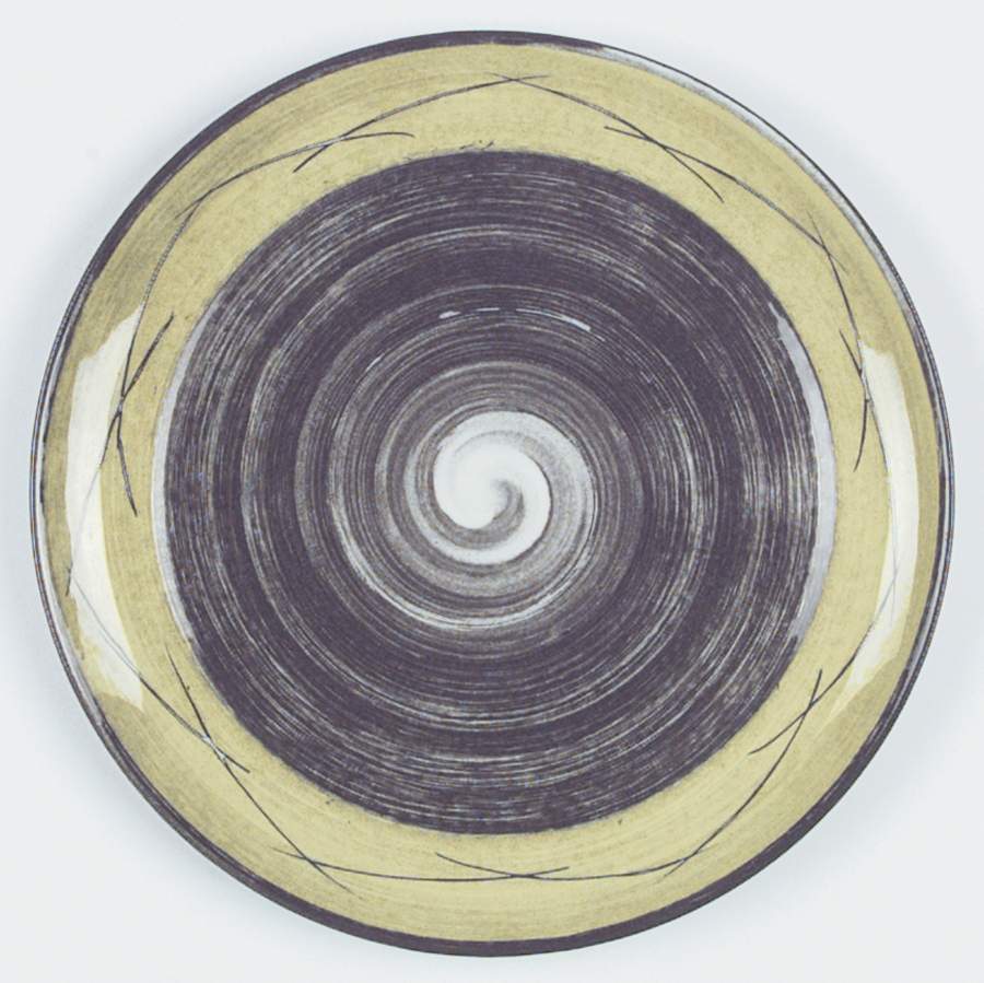 Stylized Spirals Brown and Yellow Dinner Plate by Santa Anita-1