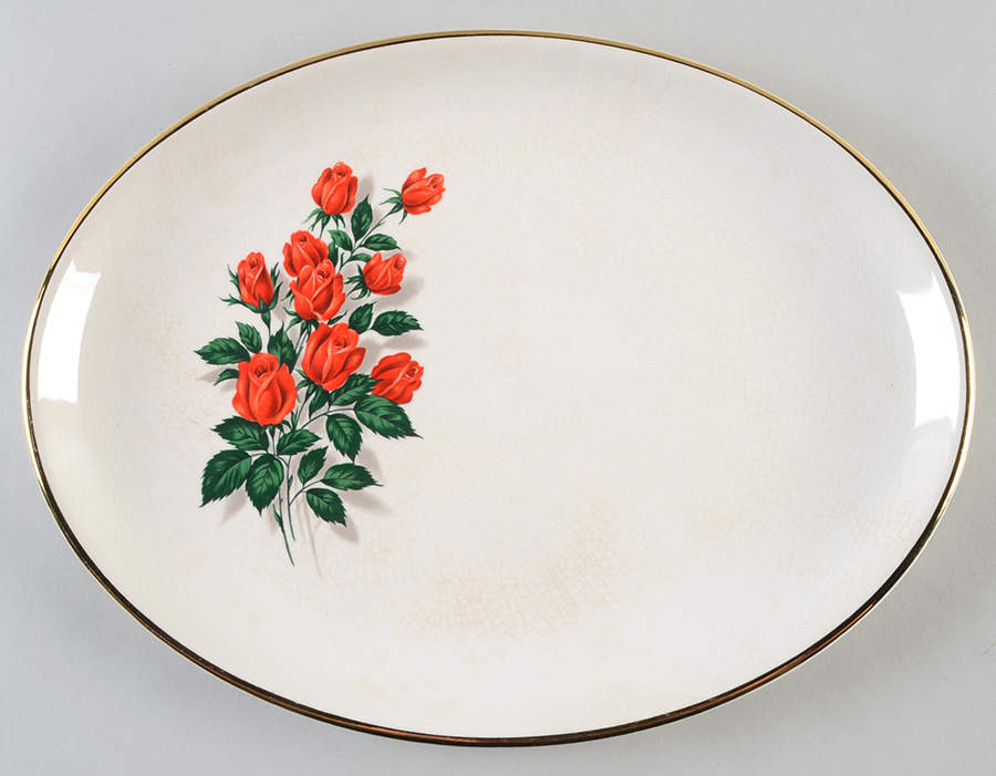 American Beauty 13" Oval Serving Platter by Sabin-1