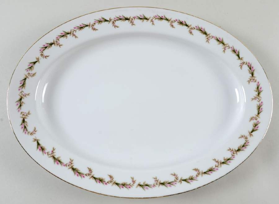 Rosebud Garland 16" Oval Serving Platter by Saji-1
