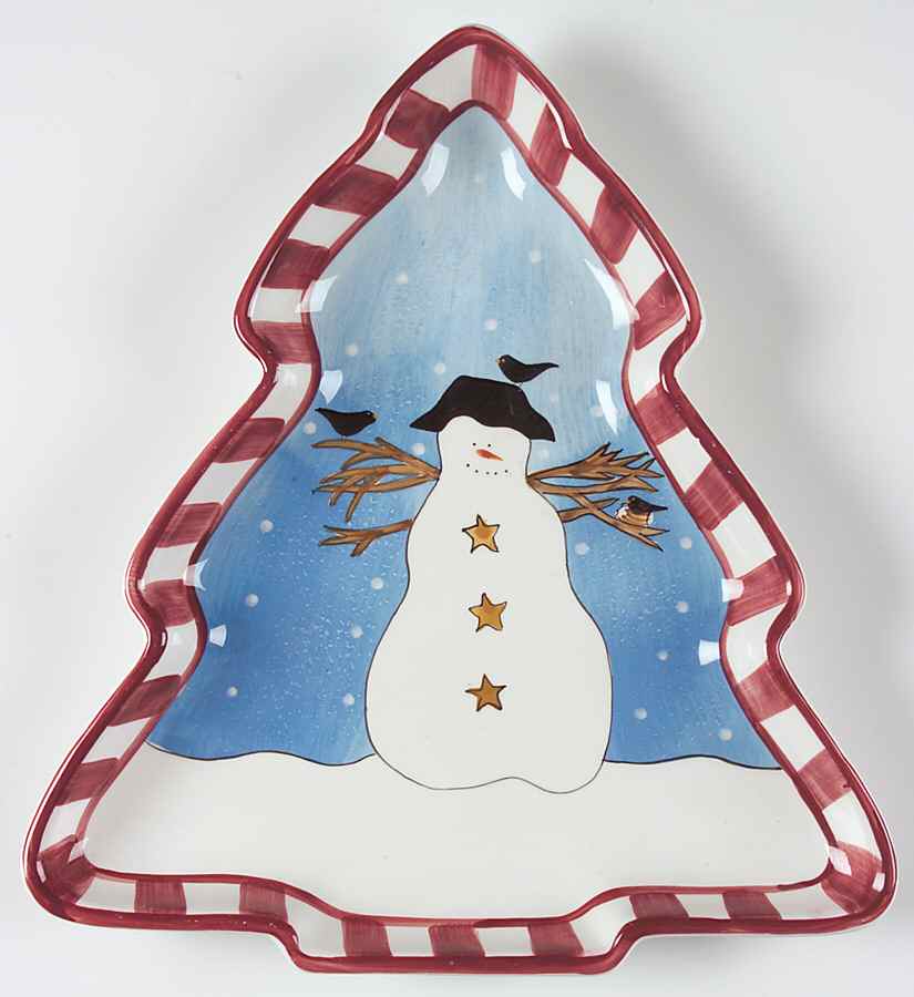 Snowman Large Tree Shaped Dish by Sakura-1