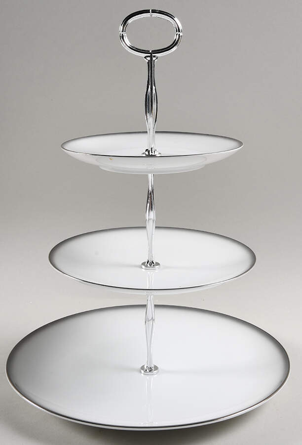 Grey Mist 13 7/8"-14 1/4" 3-Tiered Serving Tray(DP,SP,BB) HC by Sango-1