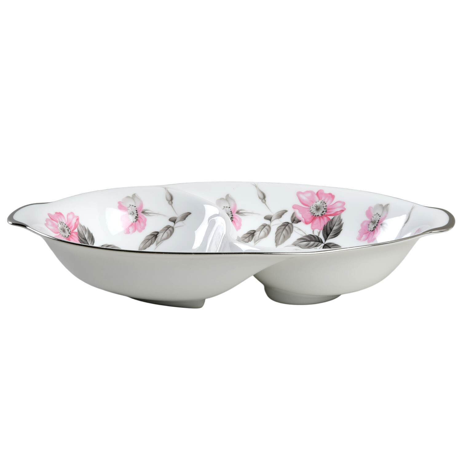 Rosalinda 11" Oval Divided Vegetable Bowl by Sango-1