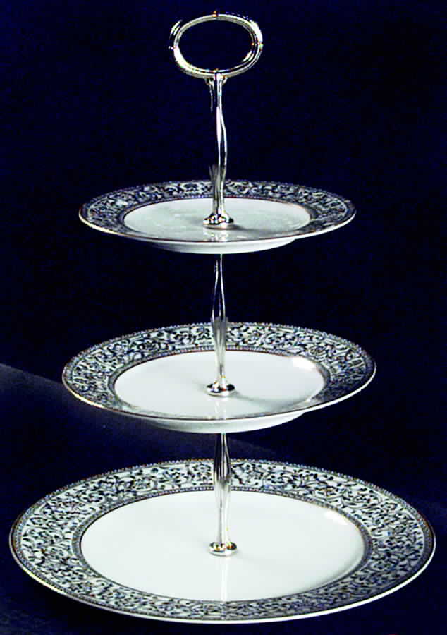 Spanish Lace 13 7/8"-14 1/4" 3-Tiered Serving Tray(DP,SP,BB) HC by Sango-1