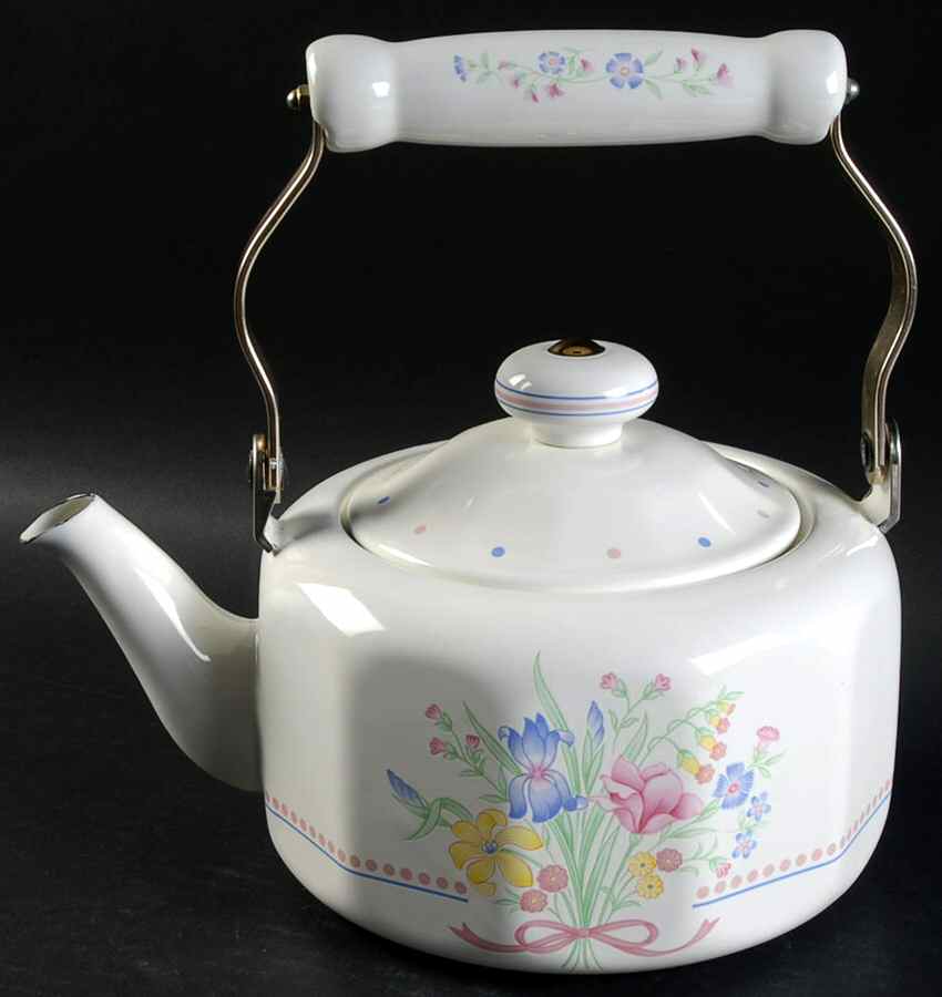 Victorian Flowers Metal Kettle & Lid by Sarma Studios-1