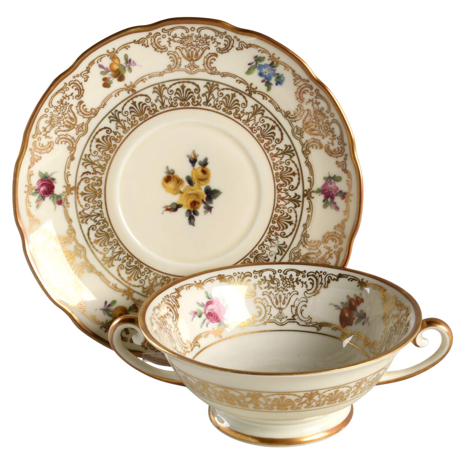 18557 Footed Cream Soup Bowl & Saucer Set by Schumann - Bavaria-1