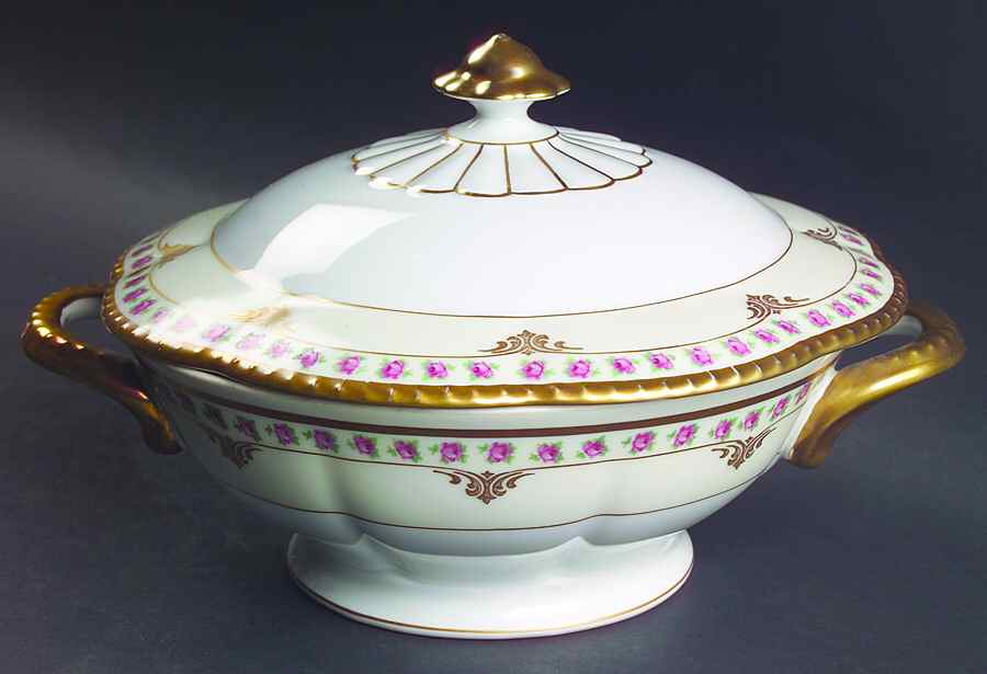 Bridal Rose Round Covered Vegetable by Schumann - Bavaria-1