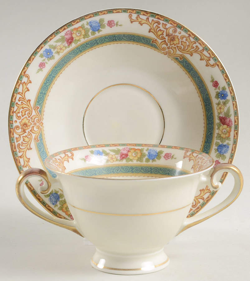 Cottswold Footed Bouillon Cup & Saucer by Schumann - Bavaria-1