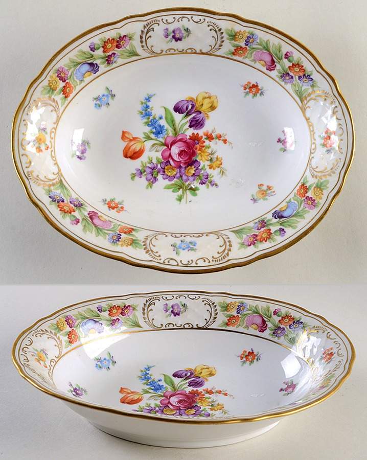 Empress Dresden Flowers 9" Oval Vegetable Bowl by Schumann - Bavaria-1
