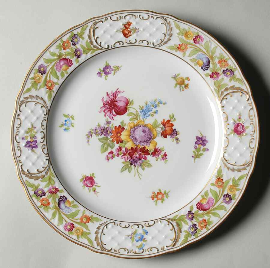 Empress Dresden Flowers Dinner Plate by Schumann - Bavaria-1