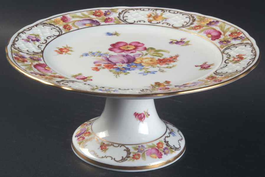 Empress Dresden Flowers Round Compote (Height X Width) by Schumann - Bavaria-1