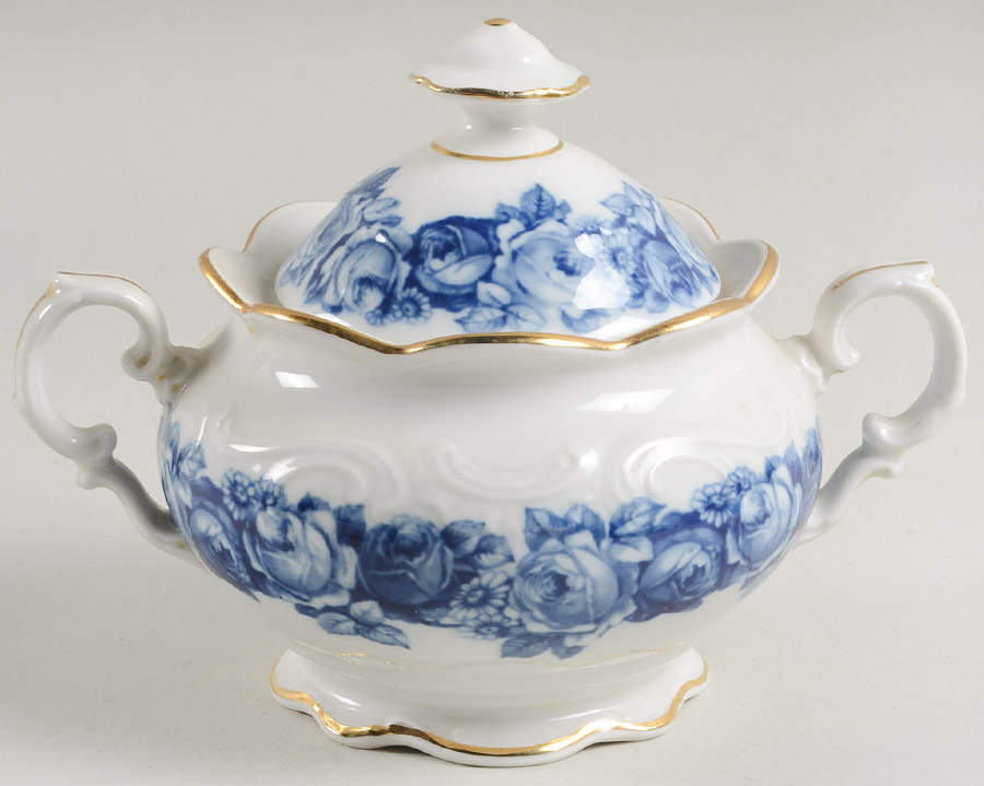 Heirloom Blue Sugar Bowl & Lid by Schumann - Bavaria-1