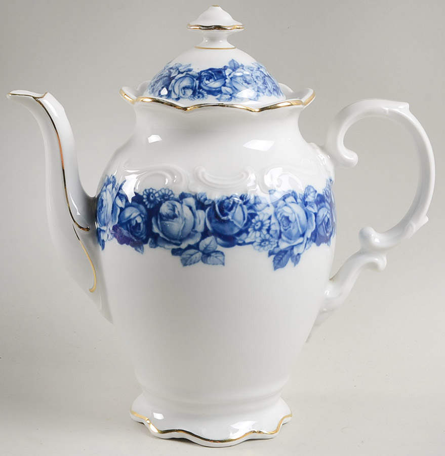 Heirloom Blue Coffee Pot & Lid by Schumann - Bavaria-1