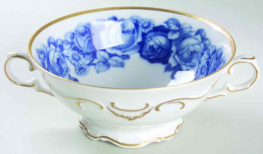 Heirloom Blue Footed Cream Soup Bowl by Schumann - Bavaria-1