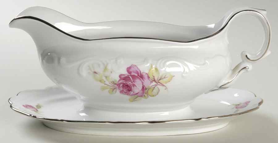 Platinum Radiance Gravy Boat with Attached Underplate by Schumann - Bavaria-1