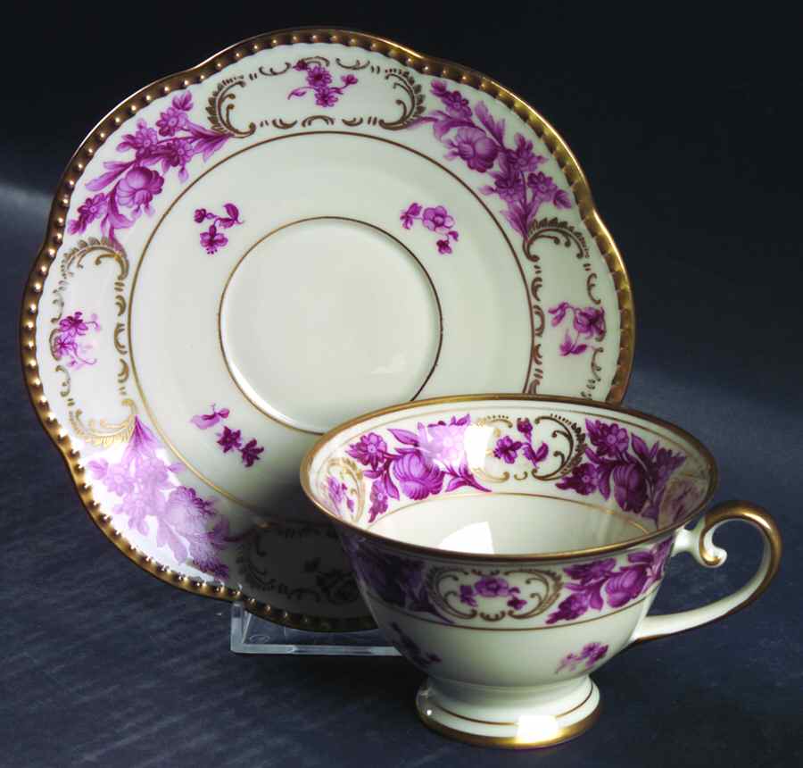 Vienna Rose Footed Cup & Saucer Set by Schumann - Bavaria-1