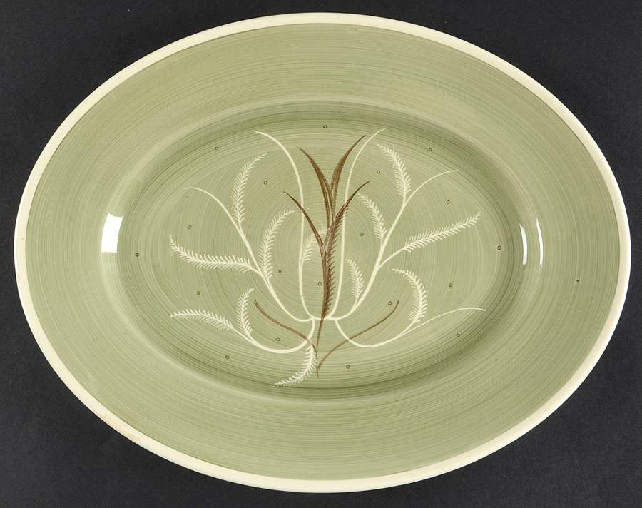 Chinese Fern Green 12" Oval Serving Platter by Susie Cooper-1