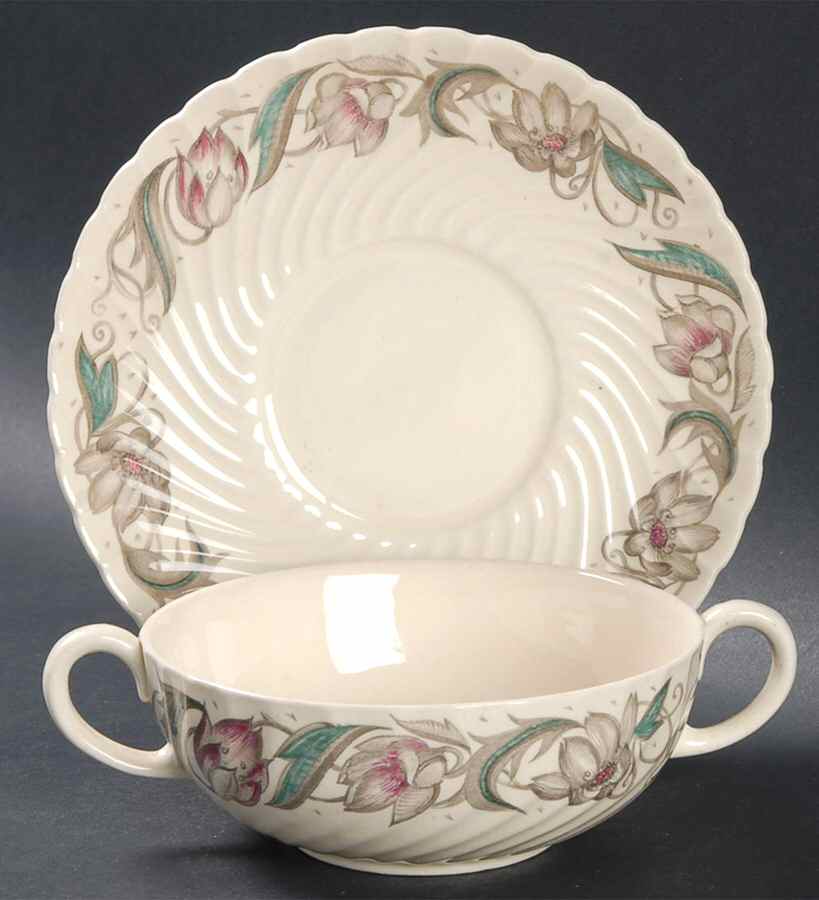 Endon Flat Cream Soup Bowl & Saucer Set by Susie Cooper-1
