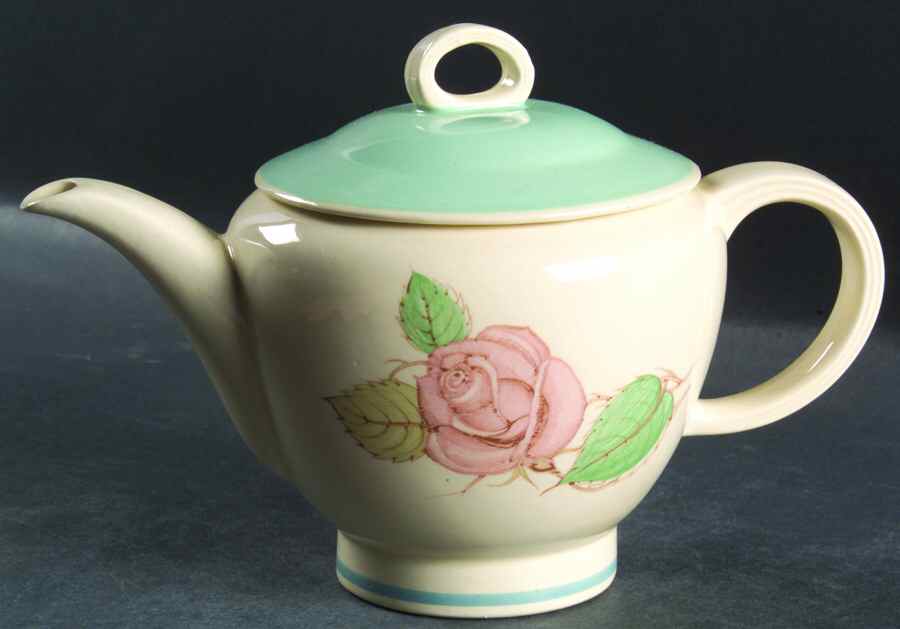 Patricia Rose Blue (Blue Border, Coupe) Mini Teapot & Lid by Susie Cooper-1