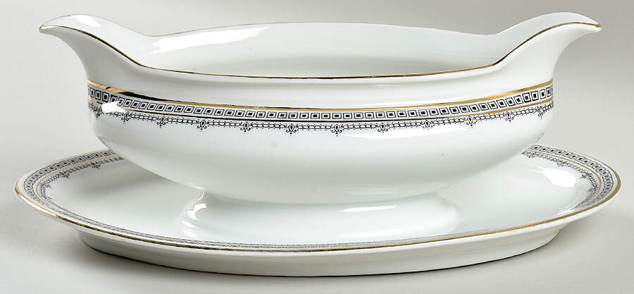 Domino Gravy Boat with Attached Underplate by Scherzer-1