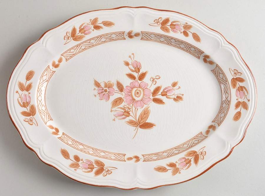 Wicker Rose 14" Oval Serving Platter by Sears-1