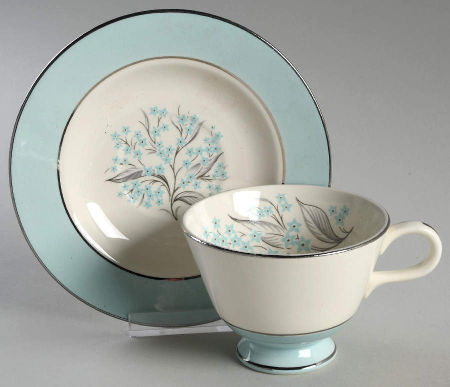 Blue Lace Footed Cup & Saucer Set by Sevron-1