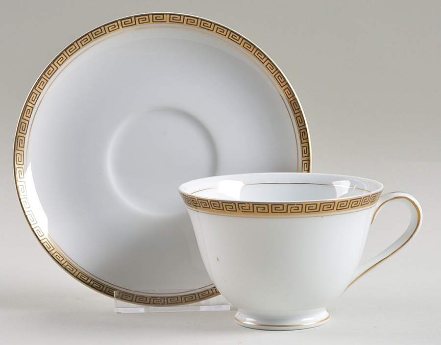 Golden Key Footed Cup & Saucer Set by Seyei Toki Co-1