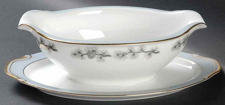 Pinecone Gravy Boat with Attached Underplate by Seyei Toki Co-1
