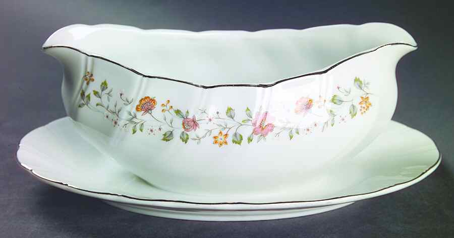 Bouquet Gravy Boat with Attached Underplate by Sheffield-1