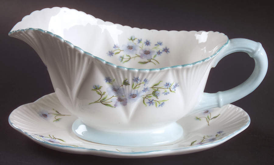 Blue Rock (Dainty Shape) Gravy Boat & Underplate by Shelley-1