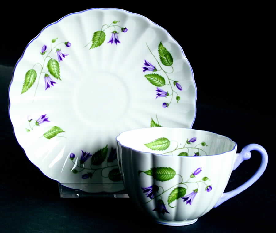 Campanula (Fluted) Flat Cup & Saucer Set by Shelley-1