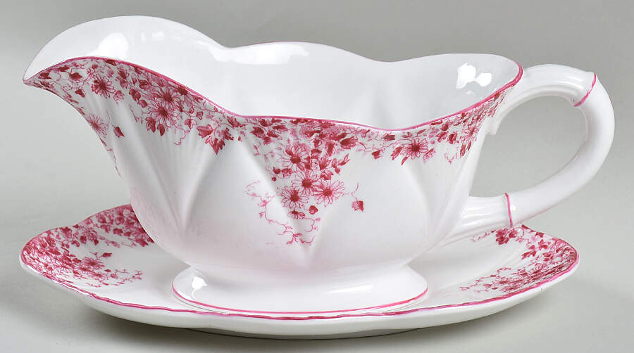 Dainty Pink Gravy Boat & Underplate by Shelley-1